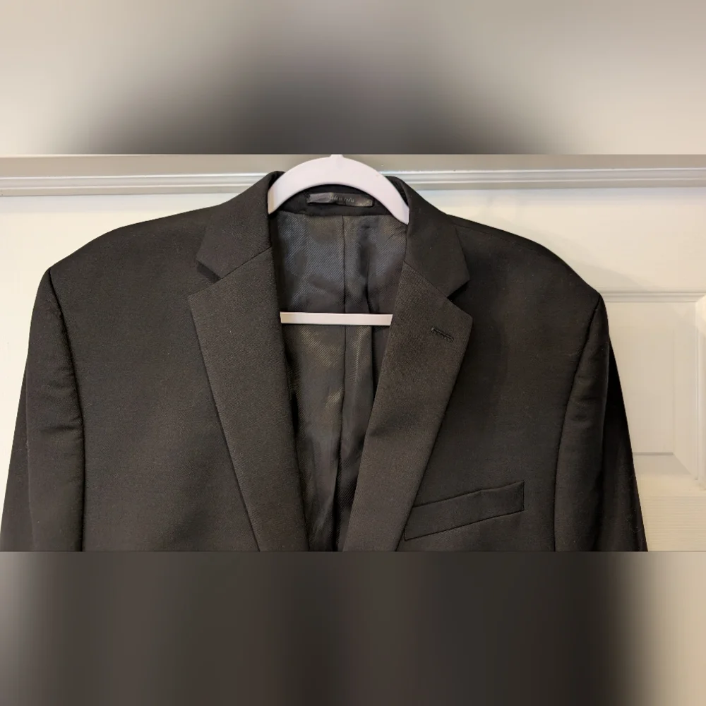 Calvin Klein Men's 42L Two Bottom 100% Wool Black Jacket Blazer Suit Coat cthny
